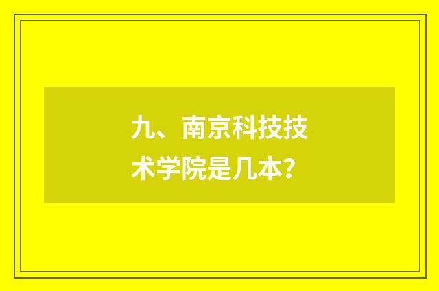 九、南京科技技术学院是几本？