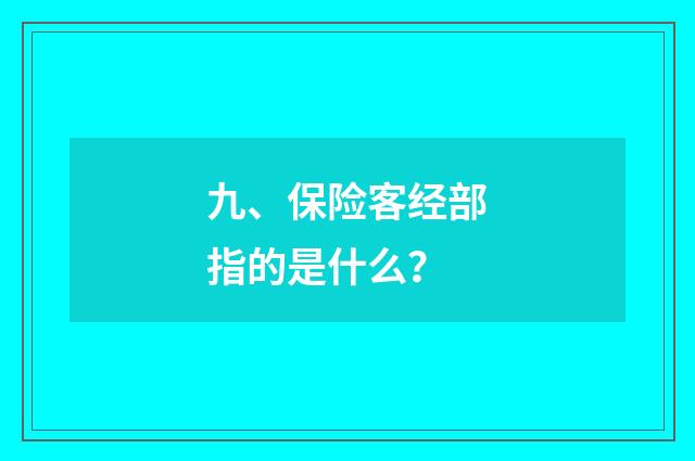九、保险客经部指的是什么？