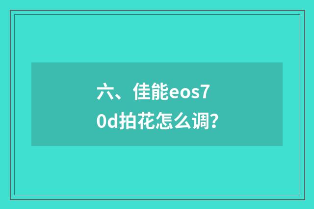 六、佳能eos70d拍花怎么调？