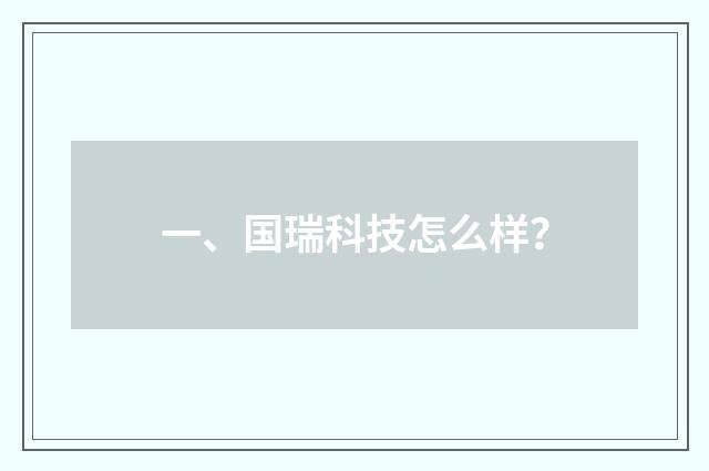一、国瑞科技怎么样?