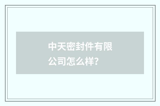 中天密封件有限公司怎么样?