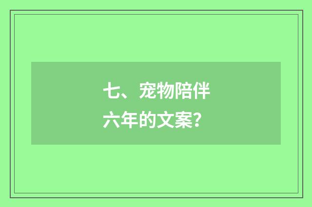 七、宠物陪伴六年的文案?