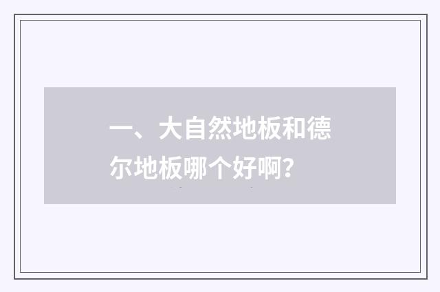 一、大自然地板和德尔地板哪个好啊？
