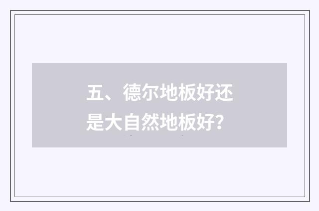 五、德尔地板好还是大自然地板好？