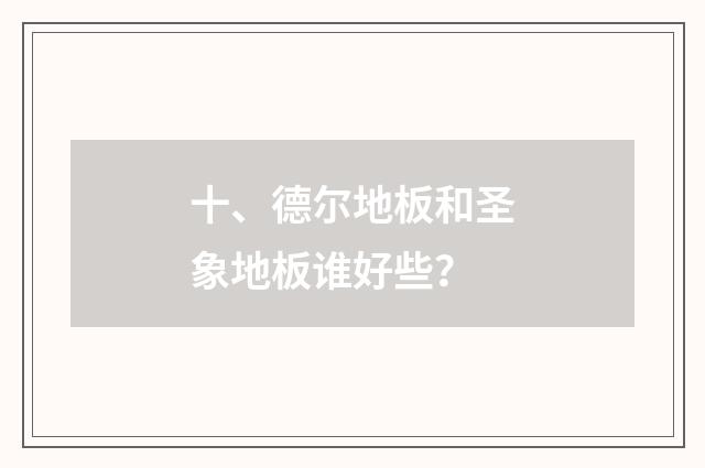 十、德尔地板和圣象地板谁好些？