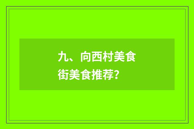 九、向西村美食街美食推荐？