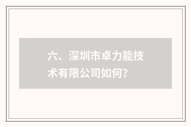 六、深圳市卓力能技术有限公司如何？