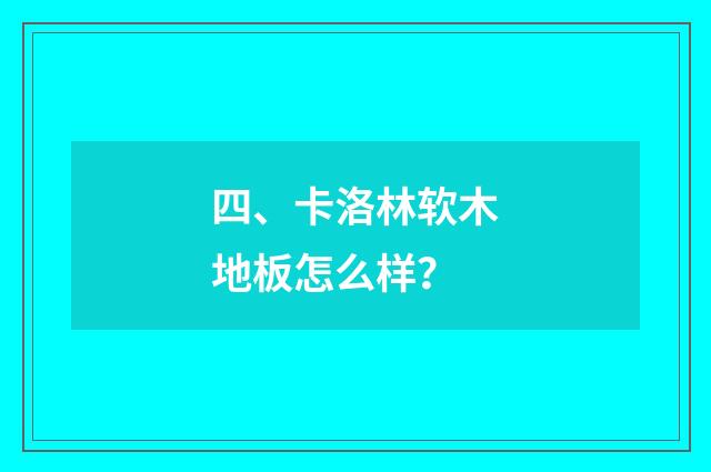 四、卡洛林软木地板怎么样？