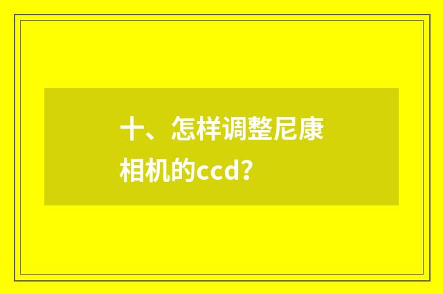 十、怎样调整尼康相机的ccd？