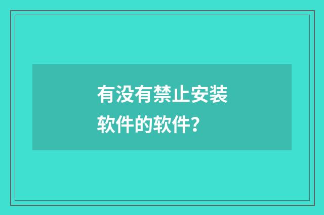 有没有禁止安装软件的软件？