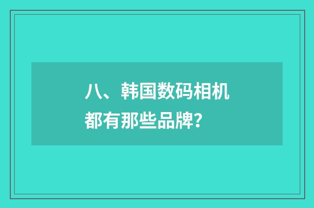 八、韩国数码相机都有那些品牌？