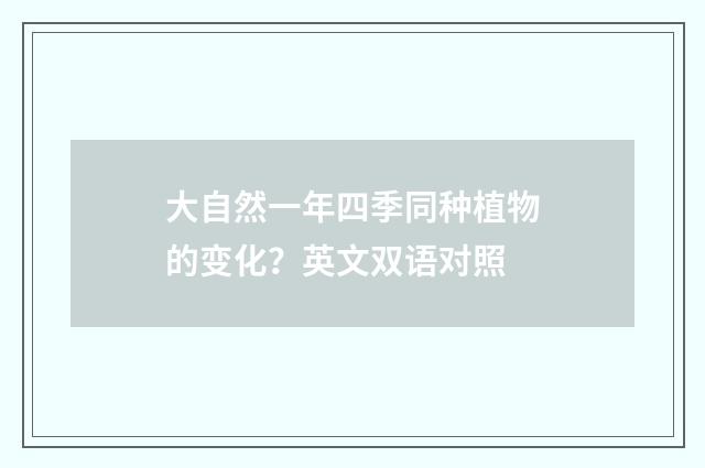 大自然一年四季同种植物的变化？英文双语对照