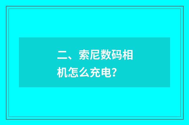 二、索尼数码相机怎么充电？