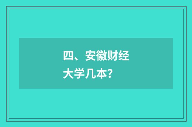 四、安徽财经大学几本？