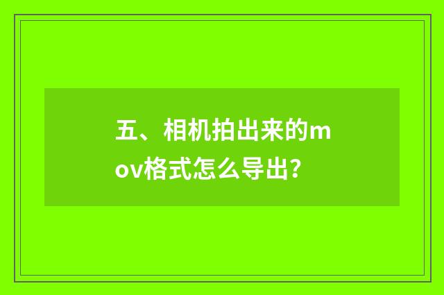 五、相机拍出来的mov格式怎么导出？