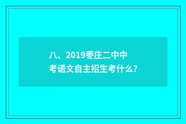 八、2019枣庄二中中考语文自主招生考什么？