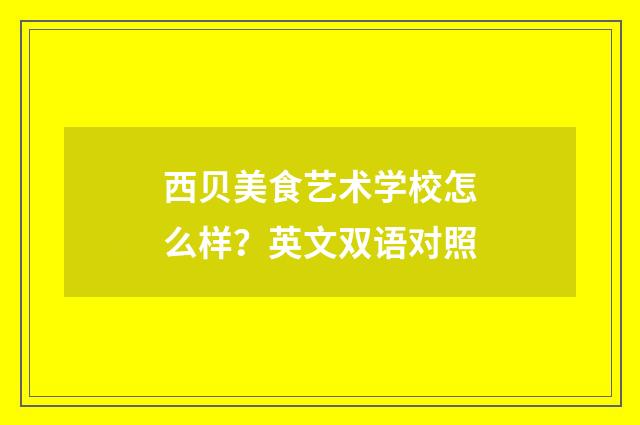 西贝美食艺术学校怎么样？英文双语对照