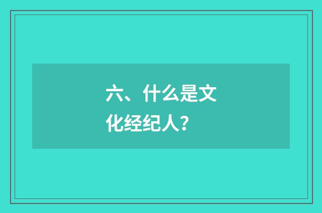 六、什么是文化经纪人？