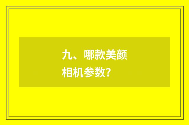九、哪款美颜相机参数？