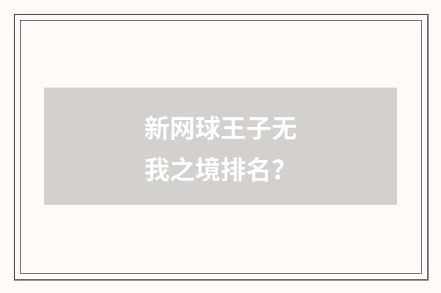 新网球王子无我之境排名？