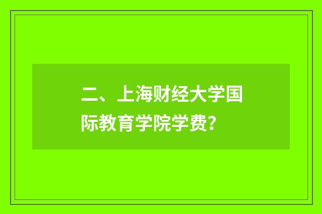 二、上海财经大学国际教育学院学费？