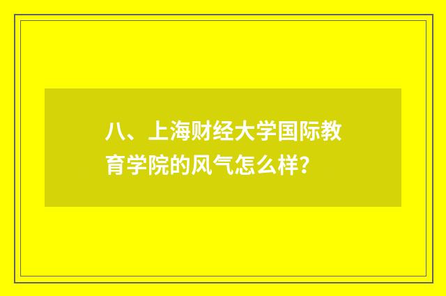 八、上海财经大学国际教育学院的风气怎么样？