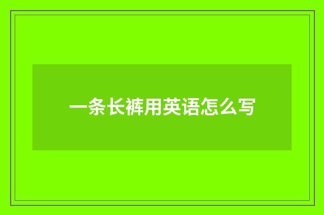 一条长裤用英语怎么写