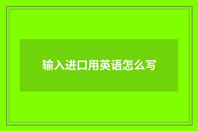 输入进口用英语怎么写