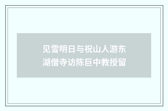 见雪明日与祝山人游东湖僧寺访陈巨中教授留