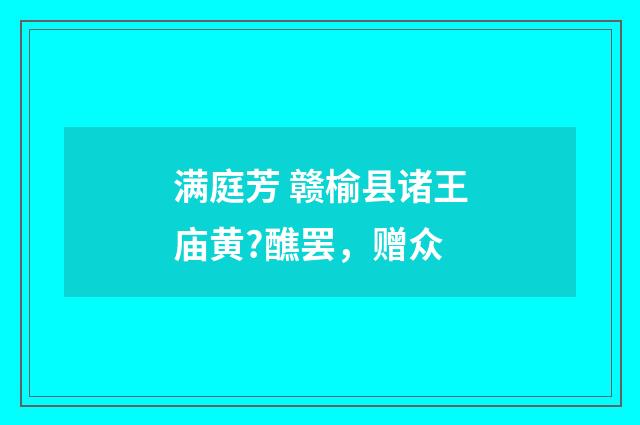 满庭芳 赣榆县诸王庙黄?醮罢，赠众