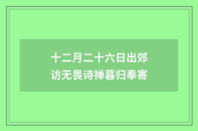 十二月二十六日出郊访无畏诗禅暮归奉寄