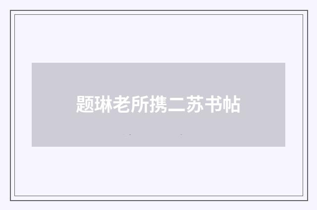 题琳老所携二苏书帖