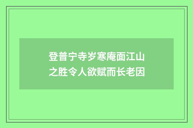 登普宁寺岁寒庵面江山之胜令人欲赋而长老因