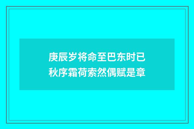 庚辰岁将命至巴东时已秋序霜荷索然偶赋是章