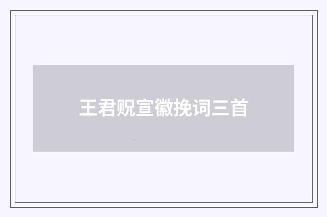 王君贶宣徽挽词三首