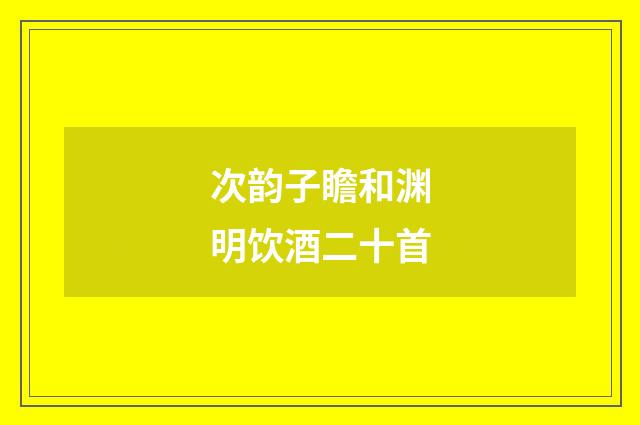次韵子瞻和渊明饮酒二十首