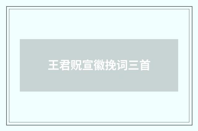 王君贶宣徽挽词三首