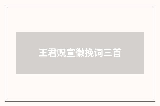 王君贶宣徽挽词三首