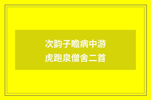 次韵子瞻病中游虎跑泉僧舍二首