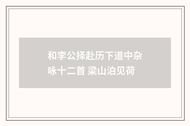 和李公择赴历下道中杂咏十二首 梁山泊见荷