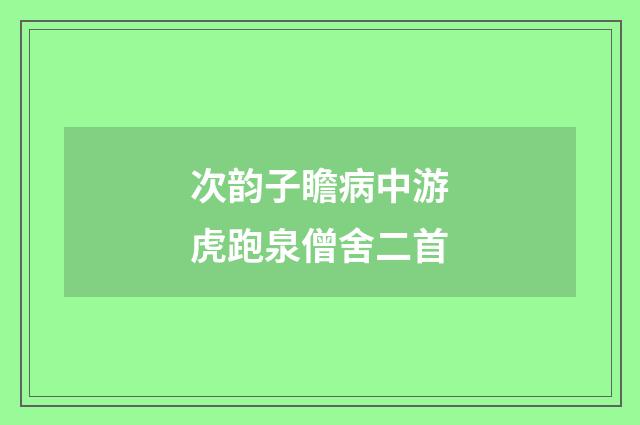 次韵子瞻病中游虎跑泉僧舍二首