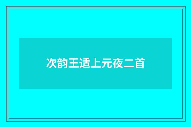 次韵王适上元夜二首