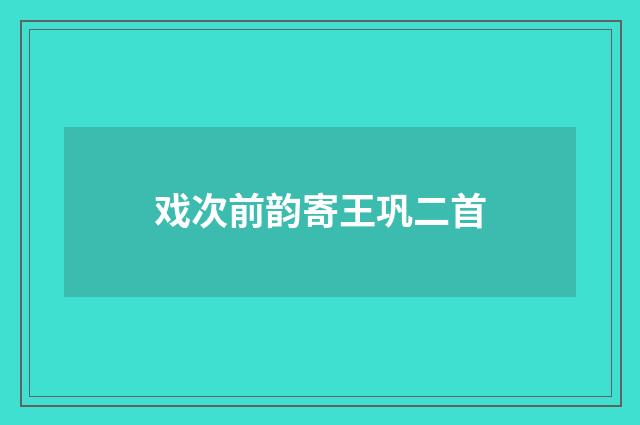 戏次前韵寄王巩二首