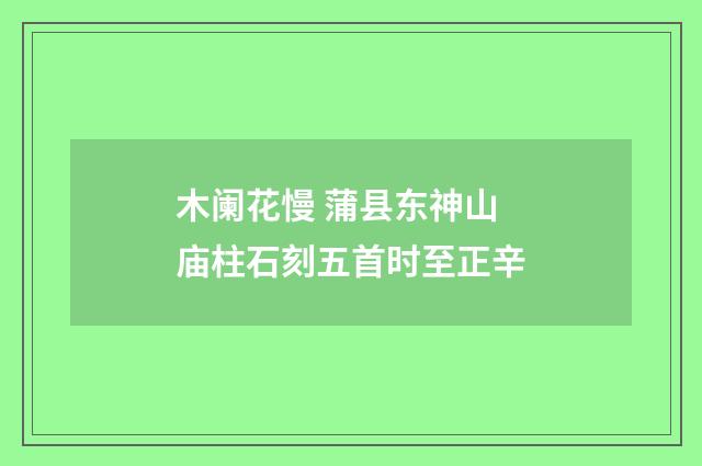 木阑花慢 蒲县东神山庙柱石刻五首时至正辛