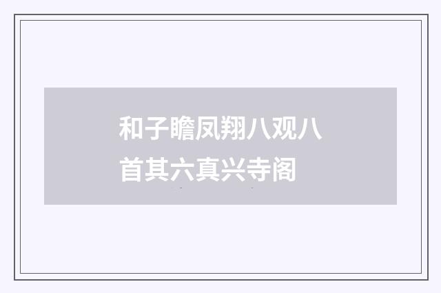和子瞻凤翔八观八首其六真兴寺阁