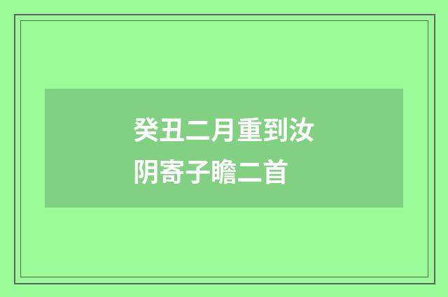 癸丑二月重到汝阴寄子瞻二首