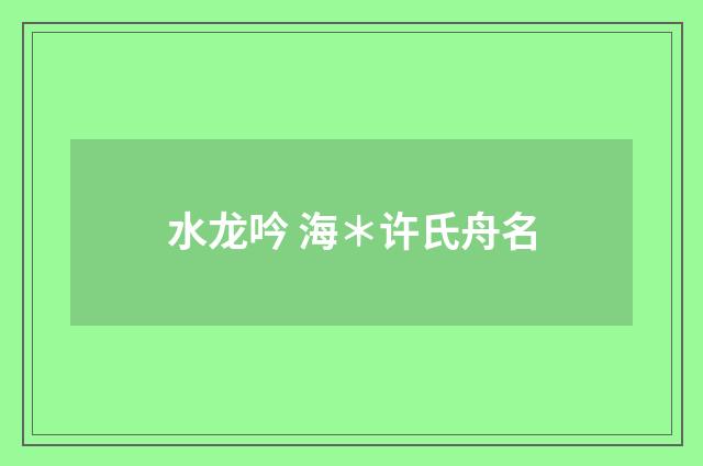 水龙吟 海＊许氏舟名