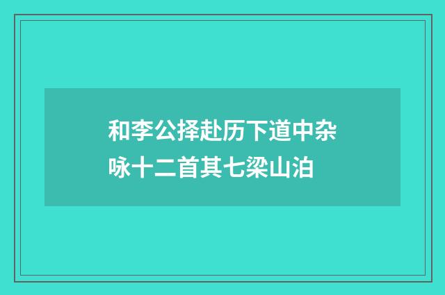 和李公择赴历下道中杂咏十二首其七梁山泊