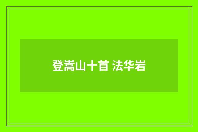 登嵩山十首 法华岩