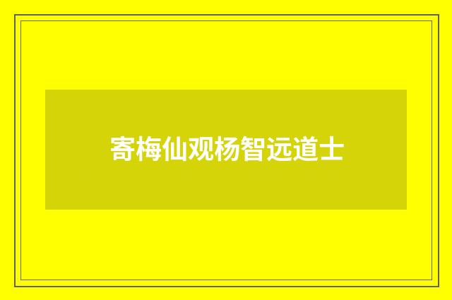 寄梅仙观杨智远道士